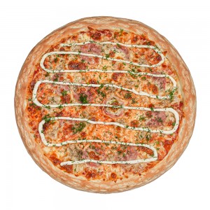 Пицца Классика с ветчиной и курой под соусом Цезарь 25 см.